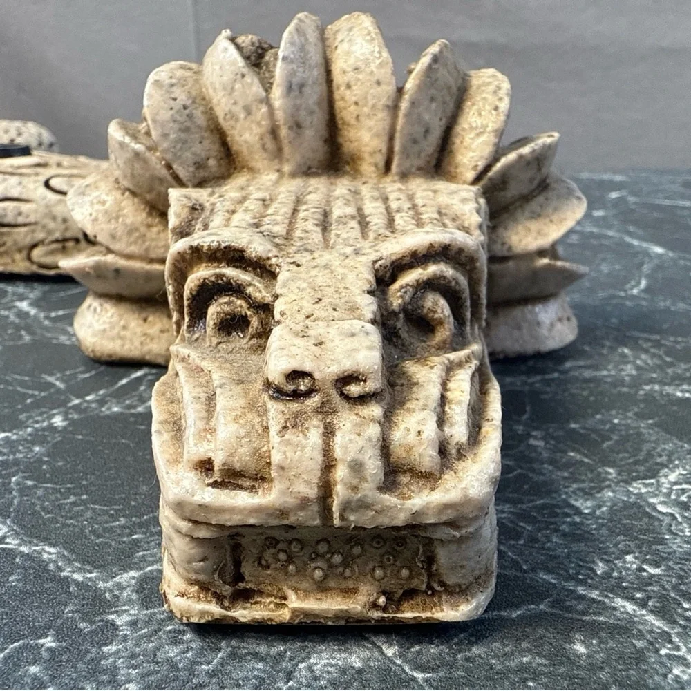 Vintage Aztec Serpent Statue Made Of Resin